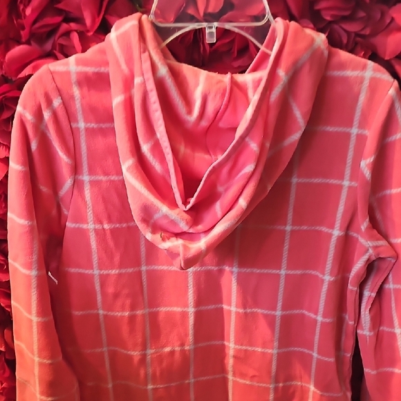 Old Navy NWT Girls Salmon Fleece Checkered Zip-up Jacket Size Large 10/12 - Picture 7 of 8